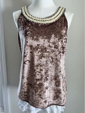 Tracy Porter Y2K Brown Crushed Velvet Tank Top